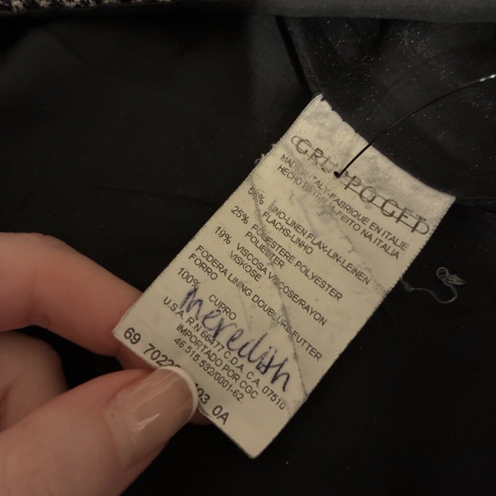 Valentino Authentic Black White Linen Long Sleeve Blazer Jacket US 10 IT 44 M - Picture 7 of 9